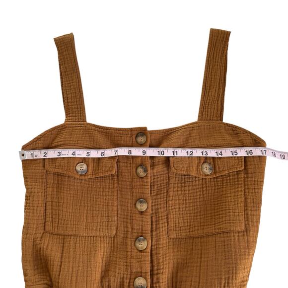 Sézane Federica Brown Short Romper Cotton Gauze Women’s Size FR 38 / US 6 - Picture 3 of 7